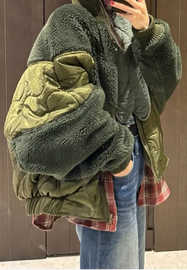 Oversized Patchwork Faux Fur & Quilted Puffer Jacket