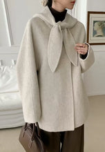 Load image into Gallery viewer, Elegant Oversized Bow-Accent Wool Blend Coat