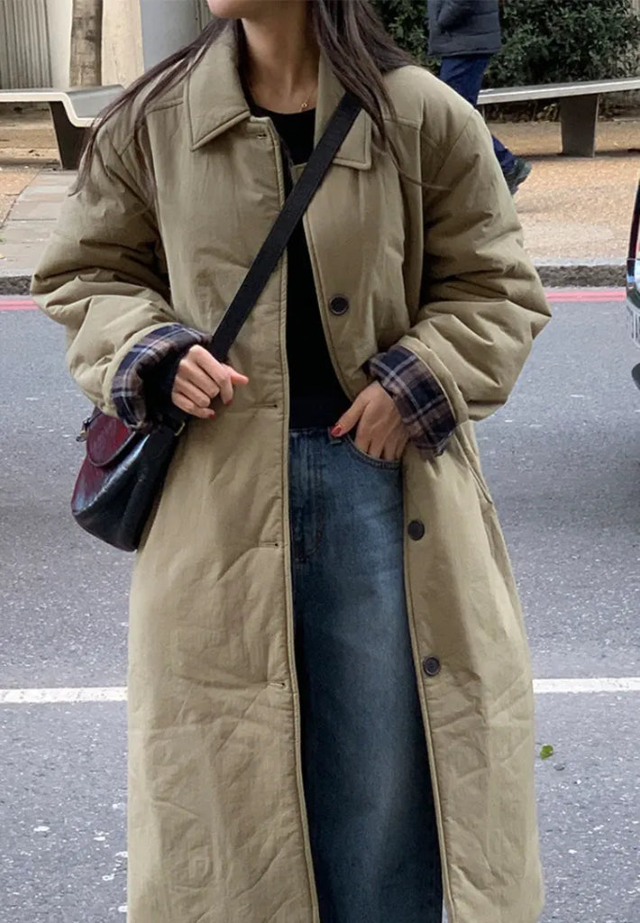 New versatile long over-the-knee cotton coat