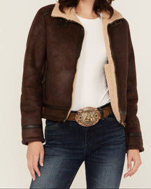 Women's Shearling Lined Faux Suede Jacket