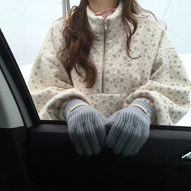 Ditsy Floral Half-Zip Fleece Pullover